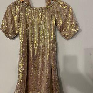 Gold Shimmer Dance Costume with Metallic Sheen